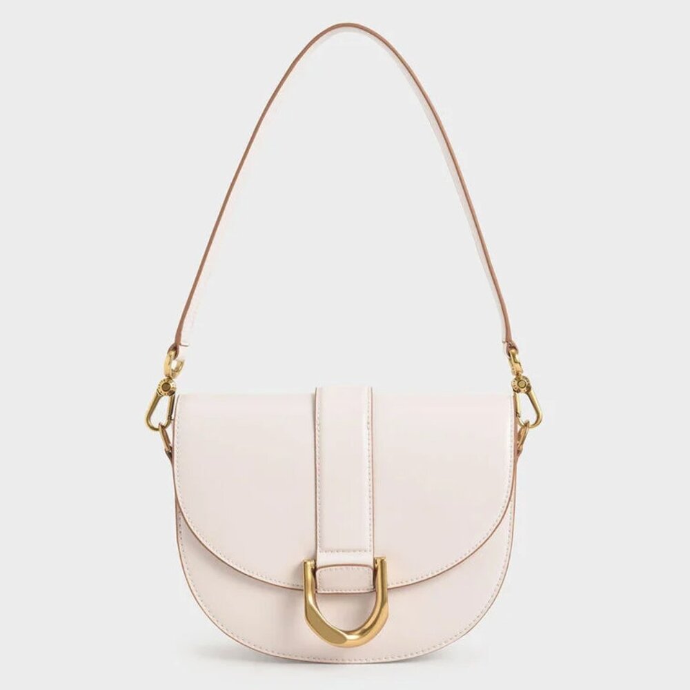 Charles & Keith Gabine Saddle Bag - Pink